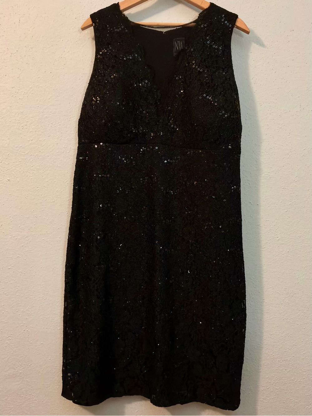 Nightway Black Lace Sequin Cocktail Dress Plus Size 16W